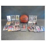 Autographed Basketball and Vintage Cards with Kobe, Cazzie and Bird