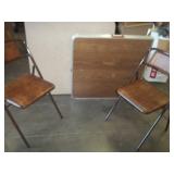 2 Folding Tables & 2 Chairs. Brown