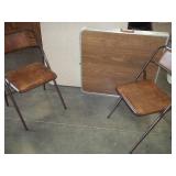 2 Folding Tables & 2 Chairs. Brown