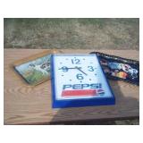 Pepsi Clock and 2 Tin serving Trays