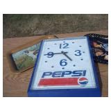 Pepsi Clock and 2 Tin serving Trays