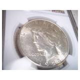 1923 S Graded Peace Dollar in Case. MS61