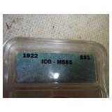 1922 Graded Peace Dollar in Case. MS65