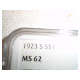 1923 S Graded Peace Dollar. MS62