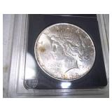 1922 Graded Peace Dollar in Case. MS67