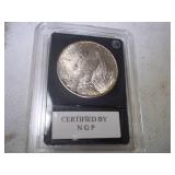 1922 Graded Peace Dollar in Case. MS67