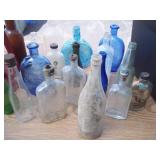 Tote with Vintage Bottles & Lanterns