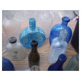 Tote with Vintage Bottles & Lanterns