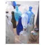 Tote with Vintage Bottles & Lanterns