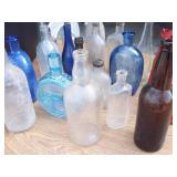 Tote with Vintage Bottles & Lanterns