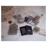 Vintage Zippo Lighters & Other Lighters with Basket