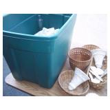 Large Assortment of Candlewick, Milk Glass, Fire Cane and Baskets includes 2 Totes