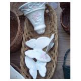 Large Assortment of Candlewick, Milk Glass, Fire Cane and Baskets includes 2 Totes