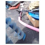 2 Chairs with Wheels, Storage Trunk, Ice Auger