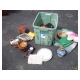 Tote with Wood Bowls, Plates, Picture Frames and Numerous Misc. Items