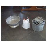 Vintage Coffee Pot, Colander, Mop Bucket