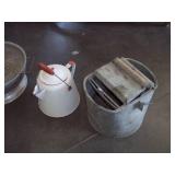 Vintage Coffee Pot, Colander, Mop Bucket