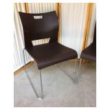 Retails New $300 - Pair Two Global Duet Mid-Back Armless Stacking Office Side Chair Designed by Zooey Chu.(Coffee Bean) - New Condition!
