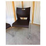 Retails New $300 - Pair Two Global Duet Mid-Back Armless Stacking Office Side Chair Designed by Zooey Chu.(Coffee Bean) - New Condition!