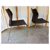 Retails New $300 - Pair Two Global Duet Mid-Back Armless Stacking Office Side Chair Designed by Zooey Chu.(Coffee Bean) - New Condition!