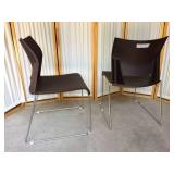 Retails New $300 - Pair Two Global Duet Mid-Back Armless Stacking Office Side Chair Designed by Zooey Chu.(Coffee Bean) - New Condition!