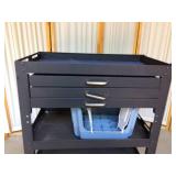 Heavy Duty Black Metal Storage Cart Multiple Drawers and 3 Storage Shelves - Wheeled - Needs Shelves to Be Screwed Back Into Place - Step Stool Not Included