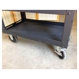 Heavy Duty Black Metal Storage Cart Multiple Drawers and 3 Storage Shelves - Wheeled - Needs Shelves to Be Screwed Back Into Place - Step Stool Not Included