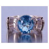 5ct Blue Topaz and Diamond Ring - 14k **NO RESERVE**