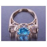 5ct Blue Topaz and Diamond Ring - 14k **NO RESERVE**