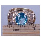 5ct Blue Topaz and Diamond Ring - 14k **NO RESERVE**