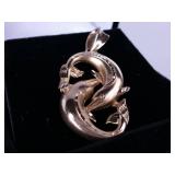 Custom Diamond Cut 14k Gold Dolphin Pendant
