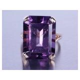 15ct Natural Amethyst Ring - 14k
