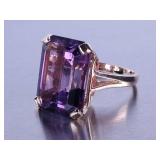 15ct Natural Amethyst Ring - 14k