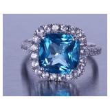 5ct Blue Topaz Ring - 14k