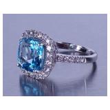 5ct Blue Topaz Ring - 14k