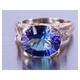 5ct Mystic Sapphire and Diamond Ring in Yellow Gold