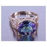 5ct Mystic Sapphire and Diamond Ring in Yellow Gold