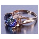 5ct Mystic Sapphire and Diamond Ring in Yellow Gold