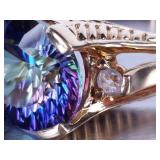 5ct Mystic Sapphire and Diamond Ring in Yellow Gold