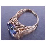 5ct Mystic Sapphire and Diamond Ring in Yellow Gold