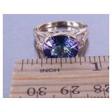 5ct Mystic Sapphire and Diamond Ring in Yellow Gold
