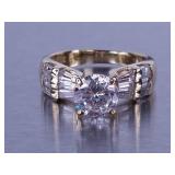 Moissanite Diamond Ring in Yellow Gold