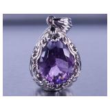 20ct Natural Amethyst Pendant in Yellow Gold
