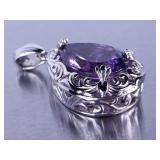 20ct Natural Amethyst Pendant in Yellow Gold