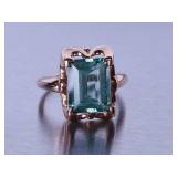 Green Tourmaline Ring in Yellow Gold