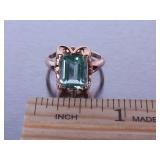 Green Tourmaline Ring in Yellow Gold