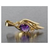 Amethyst and Diamond Pendant -14k