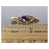Amethyst and Diamond Pendant -14k