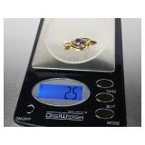 Amethyst and Diamond Pendant -14k