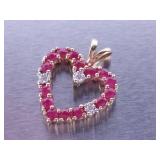 Ruby and Diamond Pendant in Yellow Gold